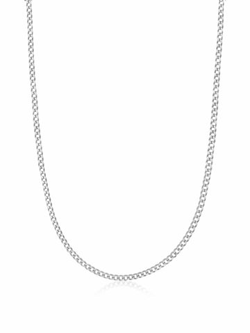 Nialaya Men's Necklace Men's Silver Cuban Link Chain in 3mm